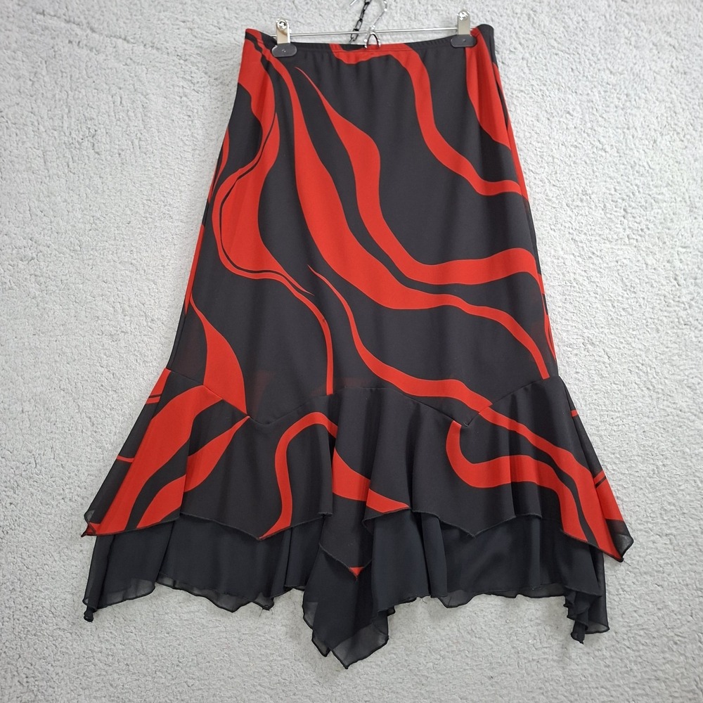 Vintage Y2K C.O.C. Gothic Chiffon Asymmetric Hem Midi Skirt L Made In USA JS-343